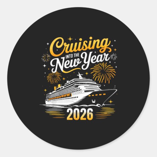 Funny Cruising Into 2026 New Year Matching Family Runder Aufkleber (Vorderseite)