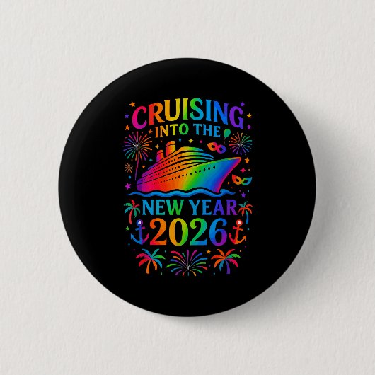 Funny Cruising Into 2026 New Year Ship Vacation Fa Button (Vorderseite)