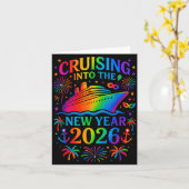 Funny Cruising Into 2026 New Year Ship Vacation Fa Karte (Gelbe Blume)