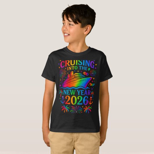 Funny Cruising Into 2026 New Year Ship Vacation Fa T-Shirt (Vorne ganz)