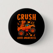 Funny Crush Adhd Awareness T-rex Monster Truck Kid Button (Vorderseite)