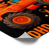 Funny Crush Adhd Awareness T-rex Monster Truck Kid Poster (Ecke)