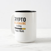 Funny crypto Millionaire Loading bitte warten Hand Zweifarbige Tasse (Vorderseite Links)
