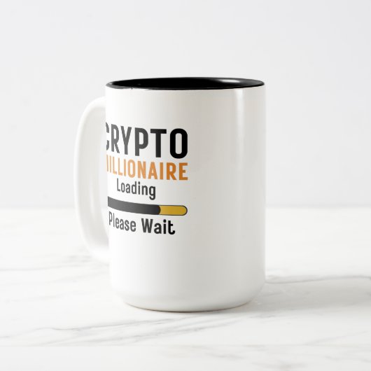 Funny crypto Millionaire Loading bitte warten Hand Zweifarbige Tasse (Vorderseite Links)
