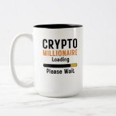 Funny crypto Millionaire Loading bitte warten Hand Zweifarbige Tasse (Links)
