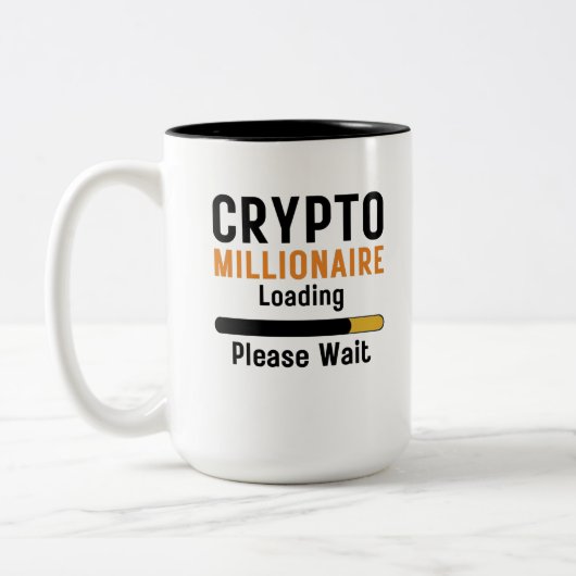 Funny crypto Millionaire Loading bitte warten Hand Zweifarbige Tasse (Links)