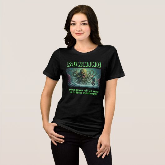 Funny Cthulhu Running Motivation Tri-Blend Shirt (Vorderseite voll)