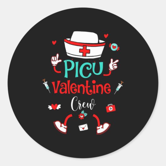 Funny Cu Valentines Day Nurse Crew Family Group Runder Aufkleber (Vorderseite)