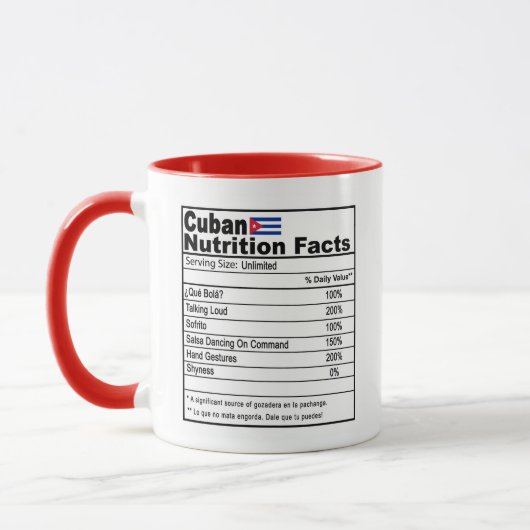 Funny Cuban Nutrition Fact Coffee Tasse (Links)