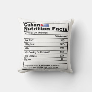 Funny Cuban Nutrition Fact Pillow, Wohngestaltung Kissen