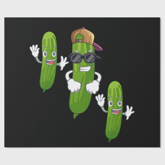 Funny Cucumber Pickle Dancing Food Geschenkpapier (Flach)
