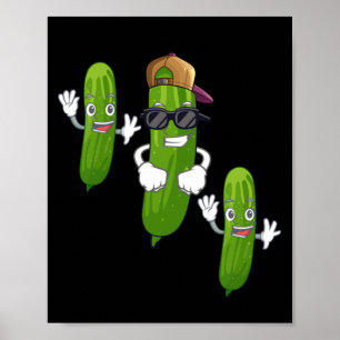 Funny Cucumber Pickle Dancing Food Poster