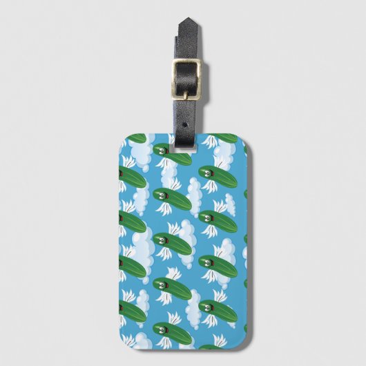 Funny Cucumber Pickles Fantasy Spaß Emojis Gepäckanhänger (Vorderseite Vertikal)