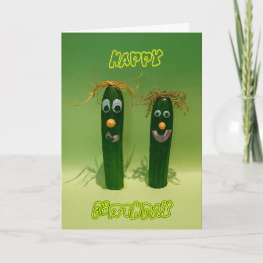 Funny Cucumbers Happy Birthday Grußkarte Karte (Vorderseite)