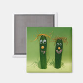 Funny Cucumbers Square Magnet (Vorderseite/Rückseite)