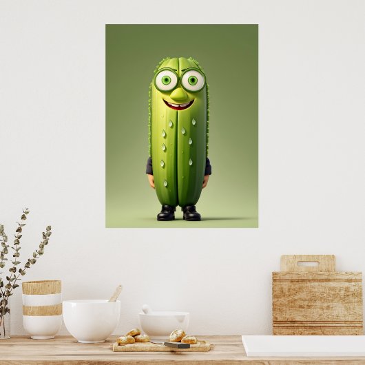 Funny cucumper Charakter Poster (Küche)
