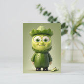 Funny cucumper Charakter Postkarte (Stehend Vorderseite)