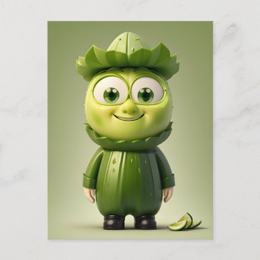 Funny cucumper Charakter Postkarte (Vorderseite)