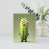 Funny cucumper Charakter Postkarte (Stehend Vorderseite)