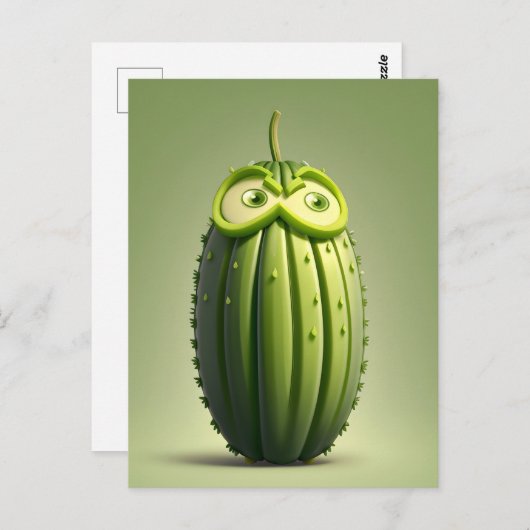 Funny cucumper Charakter Postkarte (Vorne/Hinten)