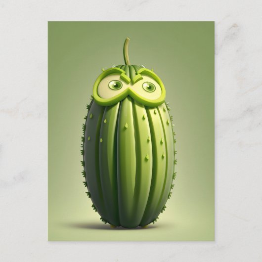 Funny cucumper Charakter Postkarte (Vorderseite)