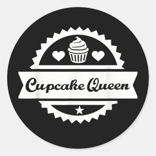 Funny cupcake Queen word art Runder Aufkleber (Vorderseite)