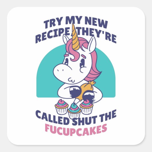 Funny Cupcake Unicorn Quadratischer Aufkleber (Vorderseite)