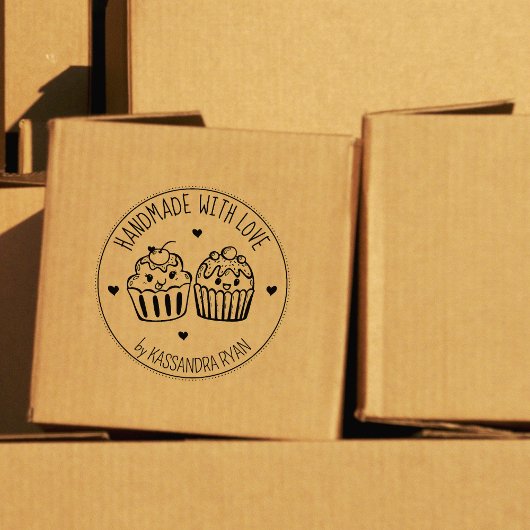 Funny Cupcakes, handgefertigt mit Liebe, Gummistempel