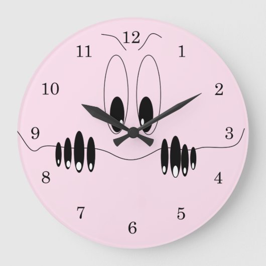 Funny Curiosity Eyes - Cartoon Zeichne glückliches Große Wanduhr (Vorderseite)