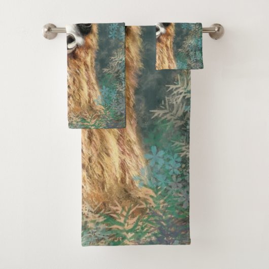 Funny Curious Alpaca Badetücher Badhandtuch Set (Insitu)