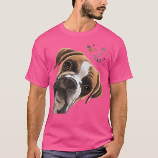 Funny Curious Boxer Dog T-Shirt (Vorderseite)