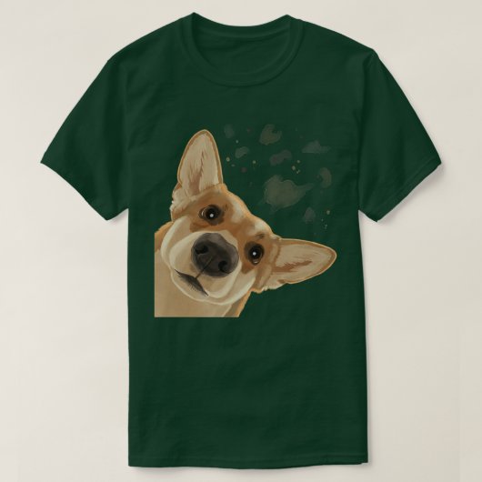 Funny Curious Dog Welsh Corgi  T-Shirt (Design vorne)
