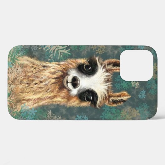 Funny Curious Llama iPhone Case (Rückseite (Horizontal))
