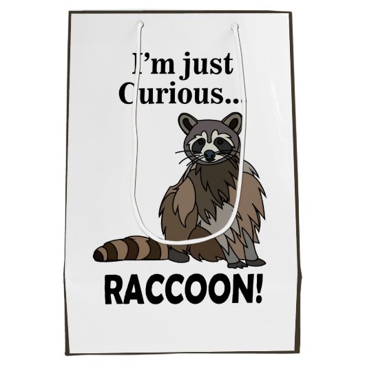 Funny Curious Raccoon Mittlere Geschenktüte (Rückseite)