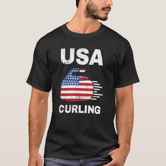Funny Curling for Men Women Curling Players USA T-Shirt (Vorderseite)