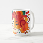 Funny Curly Girl, farbenfroh und lebendig Kaffeetasse (VorderseiteRechts)