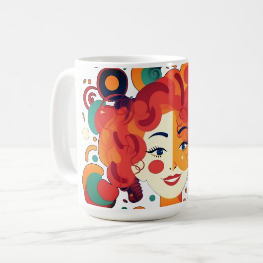 Funny Curly Girl, farbenfroh und lebendig Kaffeetasse (Vorderseite Links)