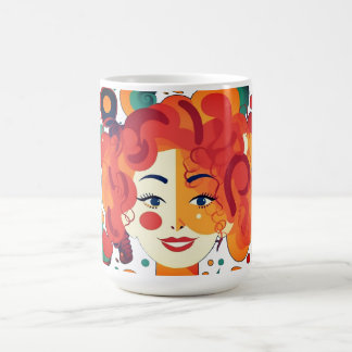 Funny Curly Girl, farbenfroh und lebendig Kaffeetasse