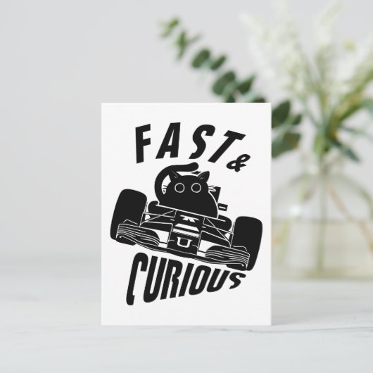 Funny Curry Autofahrkatze Postkarte (Stehend Vorderseite)