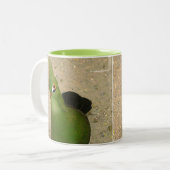 Funny Curry Guinea Turaco Green Bird Zweifarbige Tasse (Vorderseite Links)