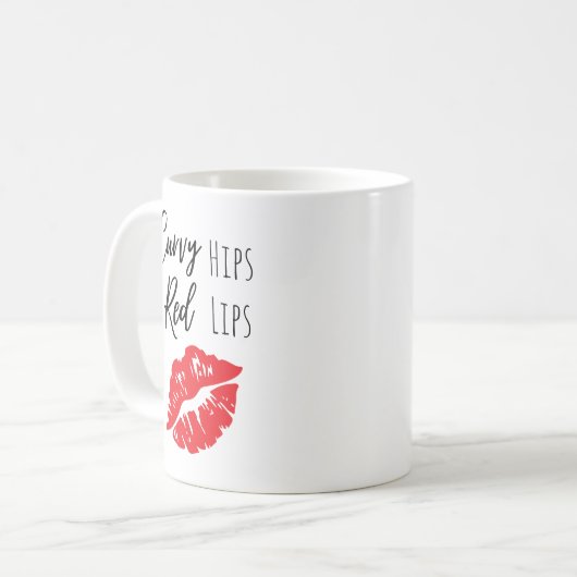 Funny Curvour Hips Rote Lippen Kaffeetasse (Vorderseite Links)