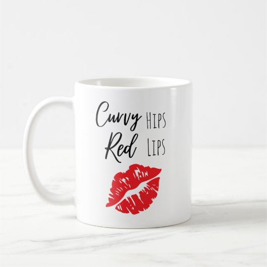Funny Curvour Hips Rote Lippen Kaffeetasse (Links)