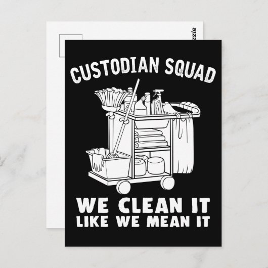 Funny Custodian Cleaning Spaß Postkarte (Vorne/Hinten)