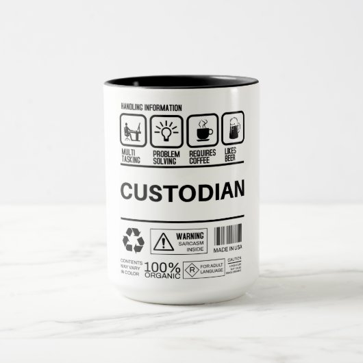 Funny Custodian Handling Information Tasse (Zentrum)
