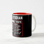 Funny Custodian Hourly Rate Zwei-Tone-Tasse Zweifarbige Tasse (VorderseiteRechts)