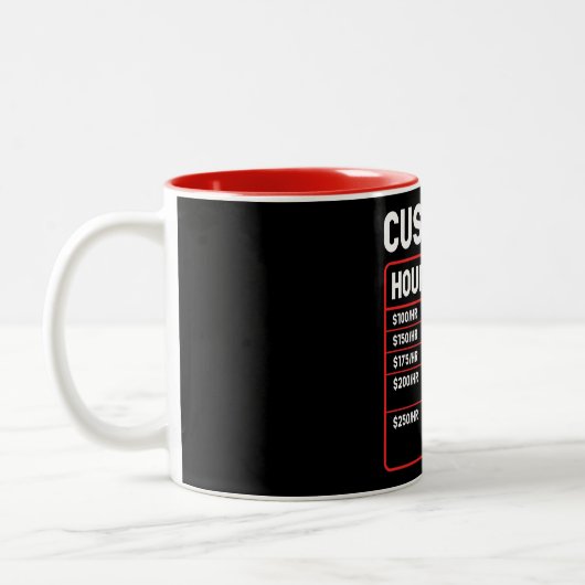 Funny Custodian Hourly Rate Zwei-Tone-Tasse Zweifarbige Tasse (Links)