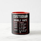 Funny Custodian Hourly Rate Zwei-Tone-Tasse Zweifarbige Tasse (Mittel)