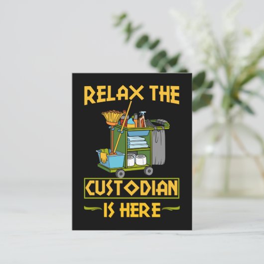 Funny Custodian School Clearing Hausmeister Postkarte (Stehend Vorderseite)