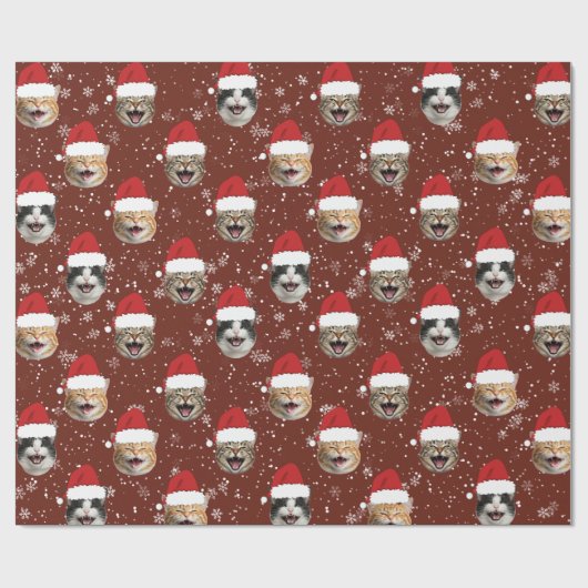 Funny Custom 3 Cat Faces Weihnachts-Weihnachtsmann Geschenkpapier (Flach)