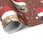 Funny Custom 3 Cat Faces Weihnachts-Weihnachtsmann Geschenkpapier (Rolleneckpunkt)